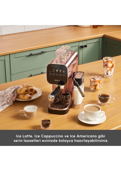 Mycaffee Barista S20 Entegre Süt Hazneli Otomatik Espresso ve Latte Makinesi Copper