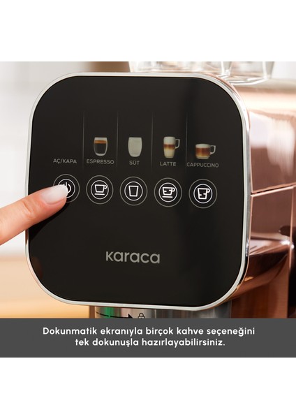 Mycaffee Barista S20 Entegre Süt Hazneli Otomatik Espresso ve Latte Makinesi Copper