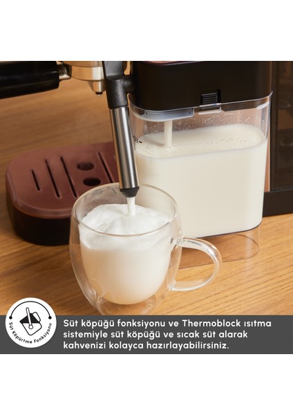 Mycaffee Barista S20 Entegre Süt Hazneli Otomatik Espresso ve Latte Makinesi Copper