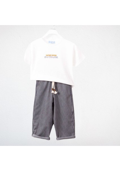 La Ciel Paris "factory Edition" Baskılı Tişört ve Çizgili Pantolon Takım