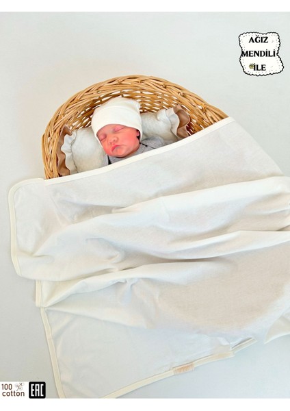 Ekru Tek Katlı Bebek Battaniyesi Doğal Organik Uyku Kundağı %100 Pamuklu Çok Amaçlı Örtü 90X85CM fiyatları