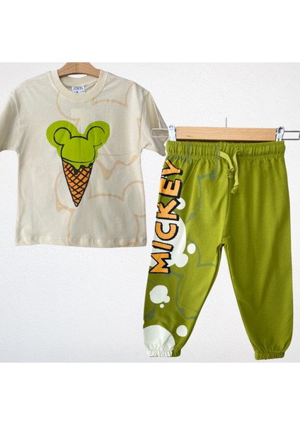 Mickey Mouse Baskılı Tişört ve Eşofman Altı Takımı