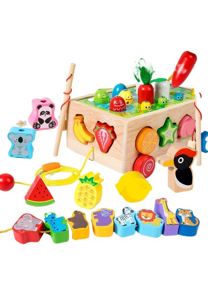 Ahşap Oyuncak Araba Sayılar Şekiller Meyveler Eşleştirme Puzzle Oyuncakları (Yurt Dışından)