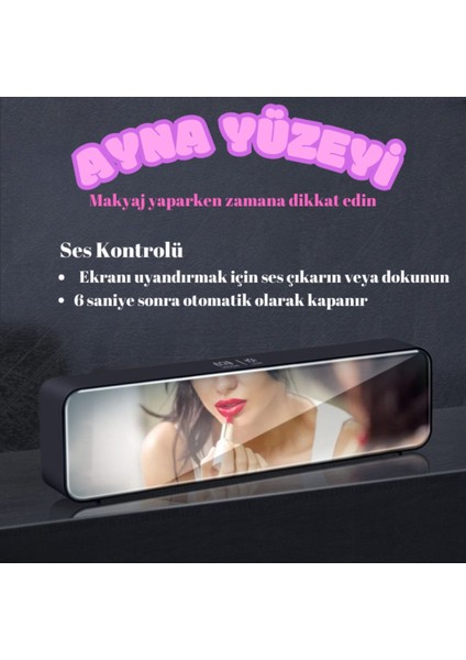 LED Ekranlı Aynalı Masa Saati Sıcaklık Tarih Alarmlı Şarjlı Dijital Elektronik Saat indirimleri