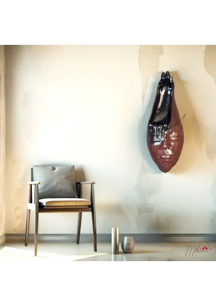 Sessiz Tutuş - Duvar Asılı Soyut Yüz, El Yapımı, Mücadeleyi Gösteren - Mukemel Orijinal Tasarımlar