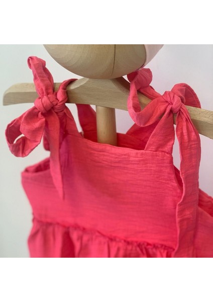 Pembe Omuzdan Bağlamalı Elbise