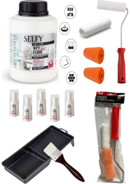 Selfy Decor Islak Zemin Boyası Beyaz 1250 ml Tezgah,fayans,granit,mermer,seramik Boyama Seti