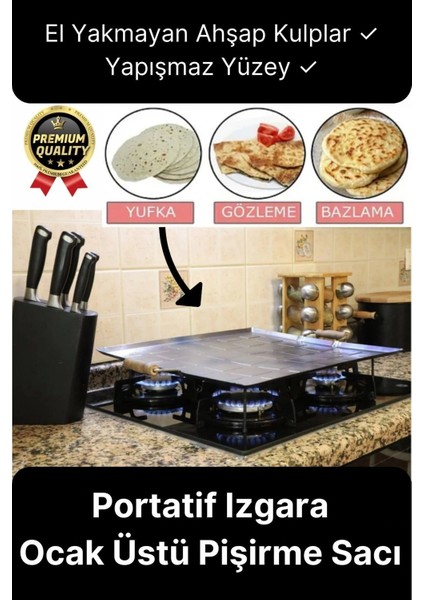 Üretim Yapışmaz Ahşap Kulplu Yufka Ekmek Gözleme Hamur Mangal Izgara Ocak Üstü Pişirme Sacı