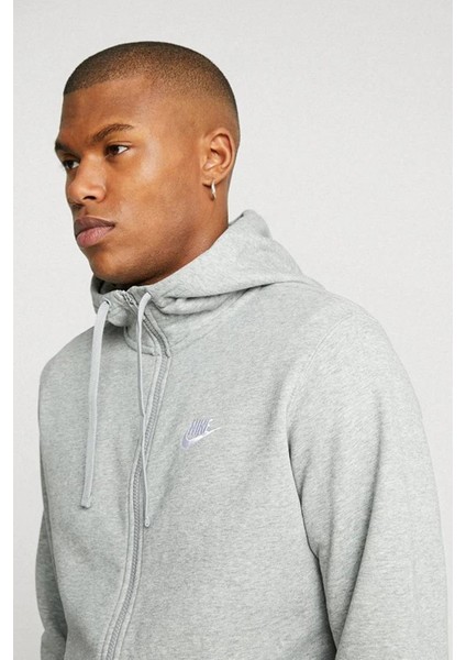 Sportswear Club Full Zip Hoodie Erkek Kapüşonlu Sweatshirt Gri