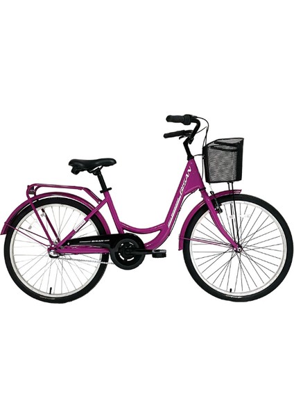 Sorrento-S Şehir Bisikleti 36 cm V 24 Jant 7 Vites Mor Beyaz