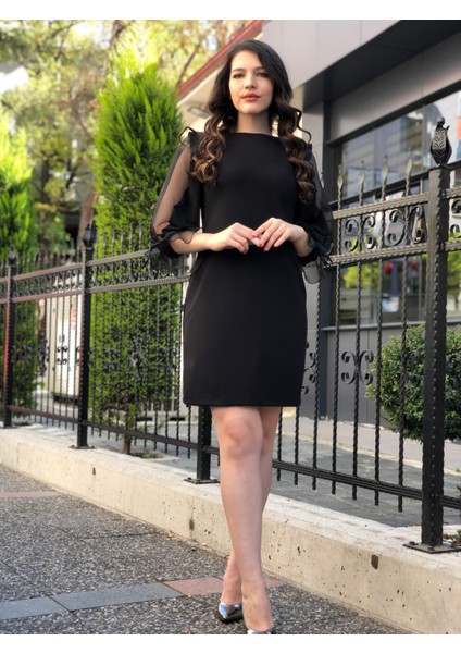 Kadın Kolları Organze Elbise