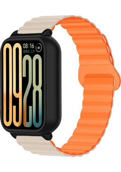 Xiaomi Smart Band 9 Pro Için Silikon Kayış Pc Kasalı Yedek Manyetik Döngü Saat Bandı - Starlight/turuncu (Yurt Dışından)