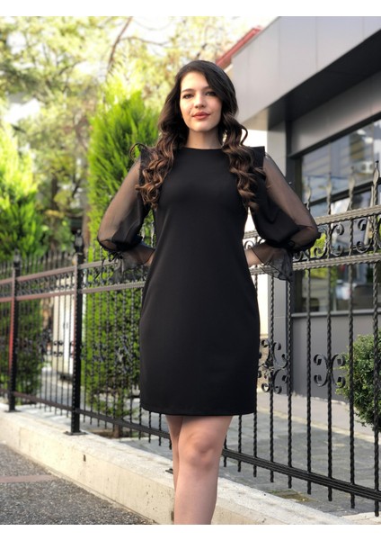 Kadın Kolları Organze Elbise