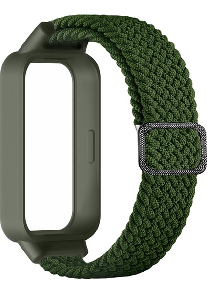 Xiaomi Smart Band 9 Active/redmi Band 3 Dokuma Naylon Kayış Geçmeli Kasa Saat Bandı - Ordu Yeşili Için (Yurt Dışından)