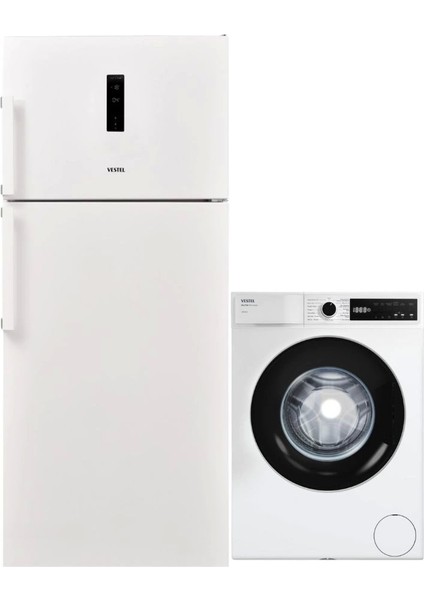 2'li Beyaz Eşya Seti (Cmı 76301 Çamaşır + NF60012 E Buzdolabı)