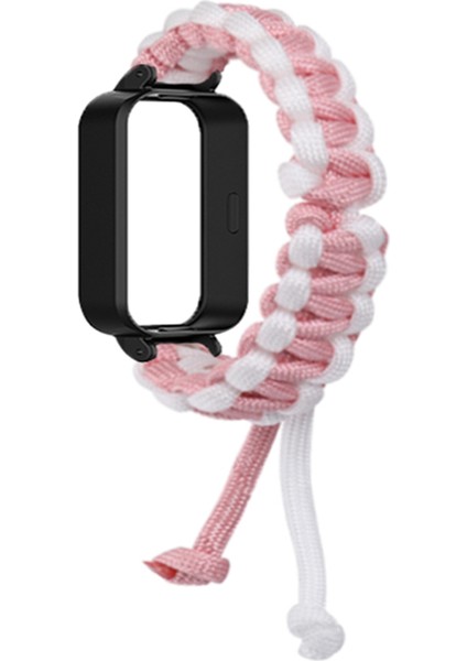 Xiaomi Redmi Band 3/smart Band 9 Active Watch Band Için Saat Kılıfı ile Ayarlanabilir Naylon Örgülü Kayış - Pembe + Beyaz (Yurt Dışından) fiyatları