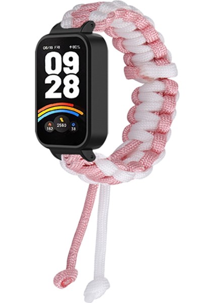Xiaomi Redmi Band 3/smart Band 9 Active Watch Band Için Saat Kılıfı ile Ayarlanabilir Naylon Örgülü Kayış - Pembe + Beyaz (Yurt Dışından) modelleri