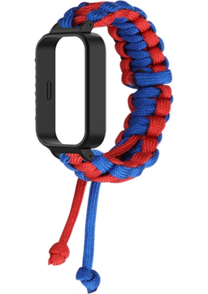 Xiaomi Redmi Band 3/smart Band 9 Active Watch Band Için Saat Kılıflı Ayarlanabilir Naylon Örgülü Kayış - Mavi + Kırmızı (Yurt Dışından)