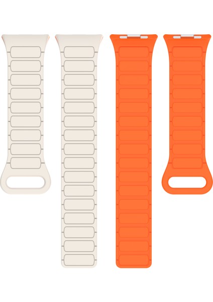 Xiaomi Smart Band 9 Pro/smart Band 8 Pro/redmi Watch 4 Manyetik Saat Kayışı Için Silikon Bant - Starlight+Turuncu (Yurt Dışından)