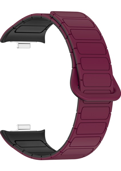 Xiaomi Smart Band 9 Pro/smart Band 8 Pro/redmi Watch 4 Manyetik Saat Kayışı Için Silikon Bant - Şarap Kırmızısı+Siyah (Yurt Dışından)