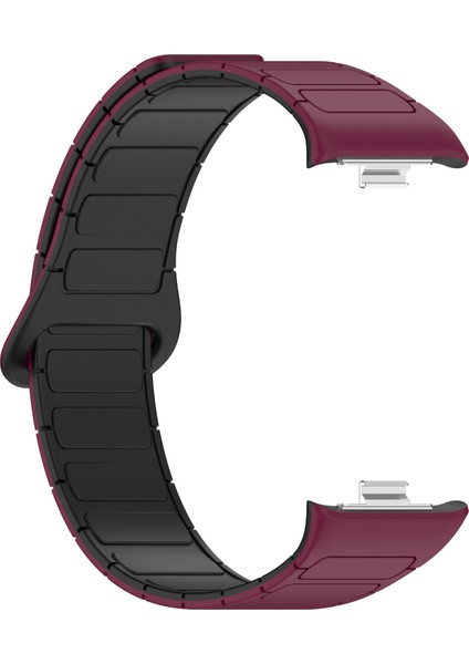 Xiaomi Smart Band 9 Pro/smart Band 8 Pro/redmi Watch 4 Manyetik Saat Kayışı Için Silikon Bant - Şarap Kırmızısı+Siyah (Yurt Dışından)