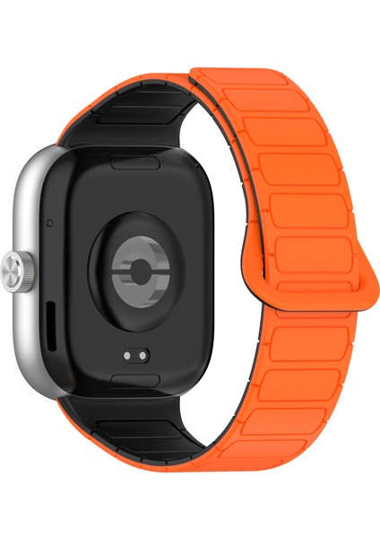 Xiaomi Smart Band 9 Pro/smart Band 8 Pro/redmi Watch 4 Manyetik Saat Kayışı Için Silikon Bant - Turuncu+Siyah (Yurt Dışından)