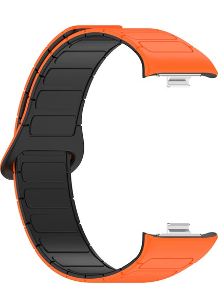 Xiaomi Smart Band 9 Pro/smart Band 8 Pro/redmi Watch 4 Manyetik Saat Kayışı Için Silikon Bant - Turuncu+Siyah (Yurt Dışından)