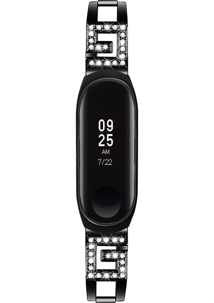 Xiaomi Mi Band 3/band 4 Için Yapay Elmas Dekor Paslanmaz Çelik Akıllı Bileklik Bandı - Siyah (Yurt Dışından) fiyatları