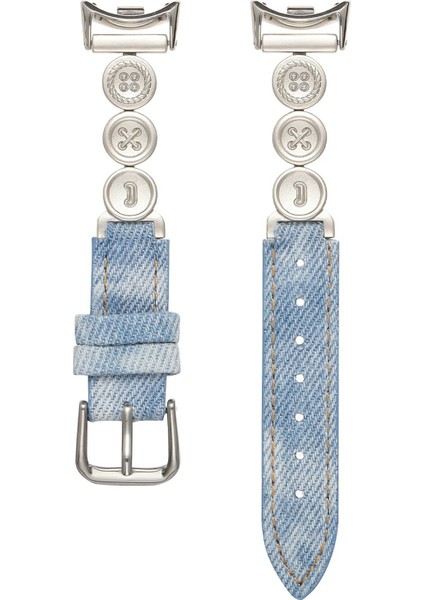 Xiaomi Smart Band 9/9 Nfc/8/8 Nfc Için Denim Saat Bandı Metal Düğme Yedek Kayış - Starlight/ışık Denim (Yurt Dışından)