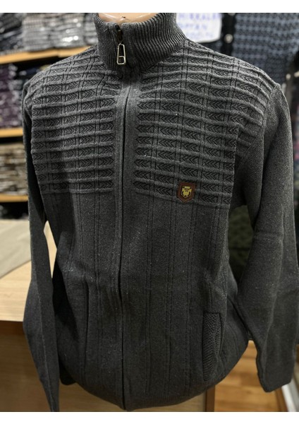 Erkek Triko Fermuarlı Cepli Hırka