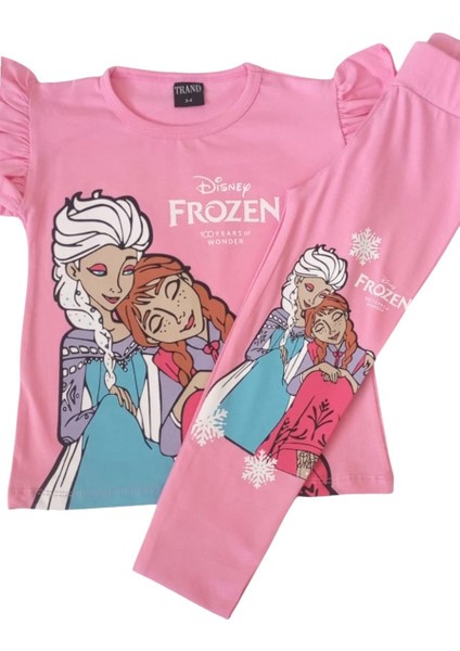 Kız Çocuk Frozen Baskılı Taytlı Takım