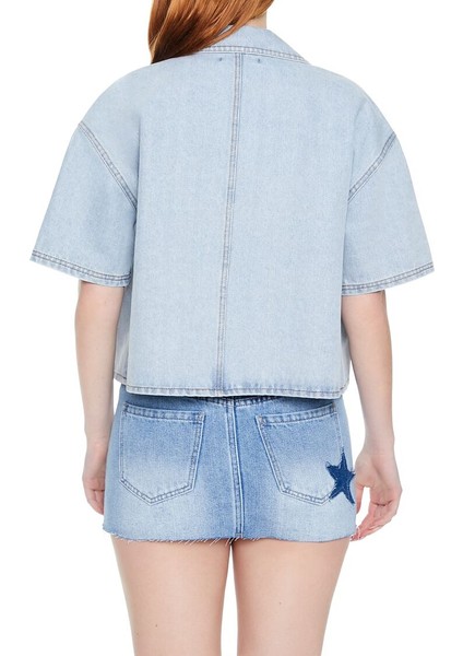 F21 Kısa Kollu Denim Gömlek