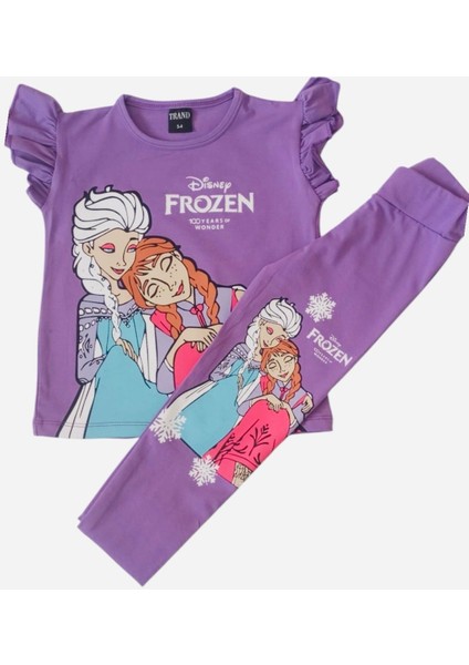 Kız Çocuk Frozen Baskılı Taytlı Takım