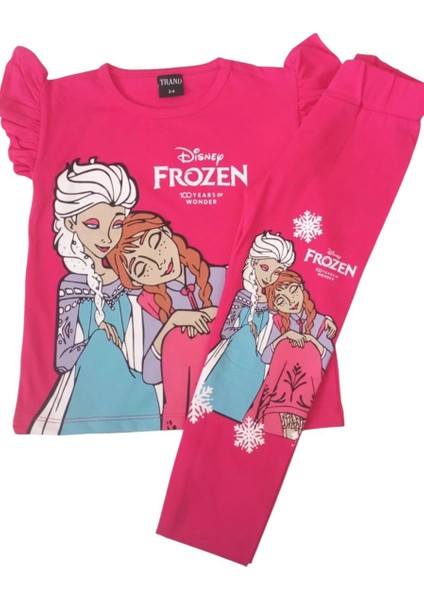 Kız Çocuk Frozen Baskılı Taytlı Takım