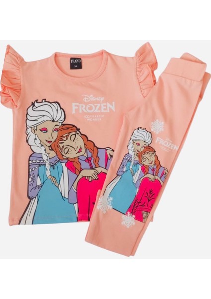 Kız Çocuk Frozen Baskılı Taytlı Takım