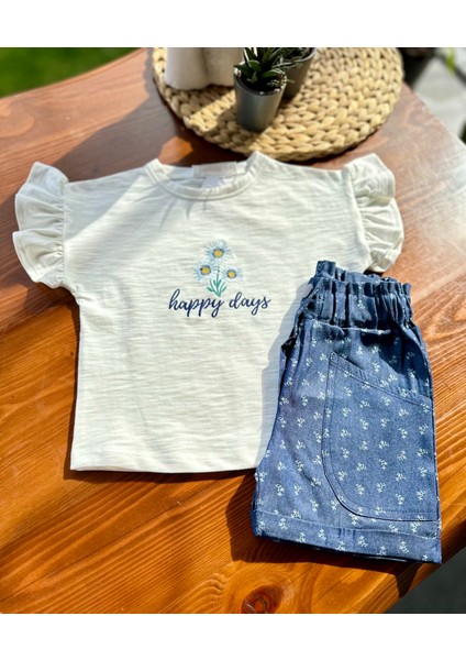 "happy Days" Nakışlı Tişört ve Desenli Şort Takım fırsatları