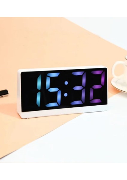 SR2205 Rgb Rakamlı Dijital Masa Saati Titreşim Sensörlü Alarm/takvim/termometre/çalar Saat