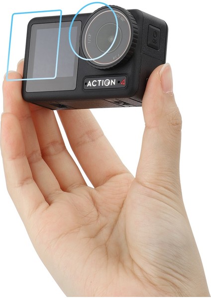 Dji Osmo Action 4 ve 3 Uyumlu Silikon Kılıf ve 9h Temperli Cam Ekran Koruyucu Seti