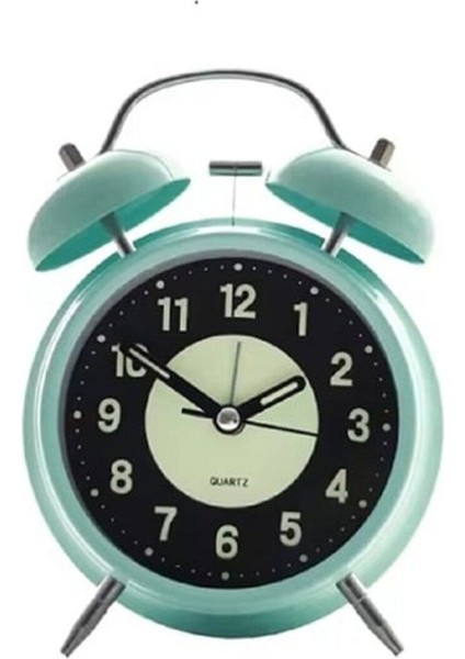 Fosforlu ve Işıklı Çalar Saat Ev Ofis Aksesuar Nostaljik Masa Saat Yeşil modelleri