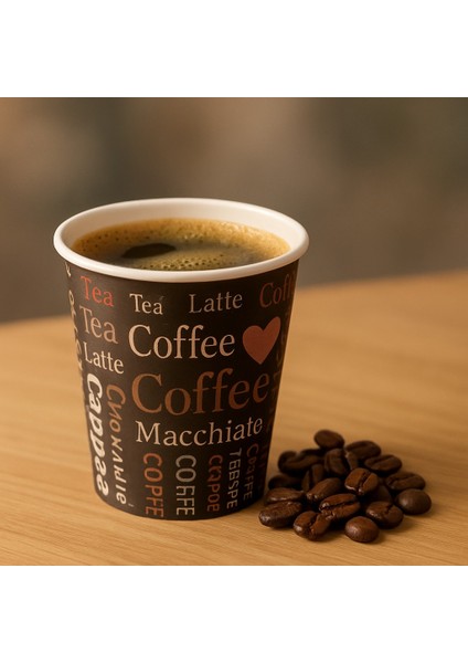 Karton Bardak 7 oz Cafe Baskılı Kahverengi 50 Adet