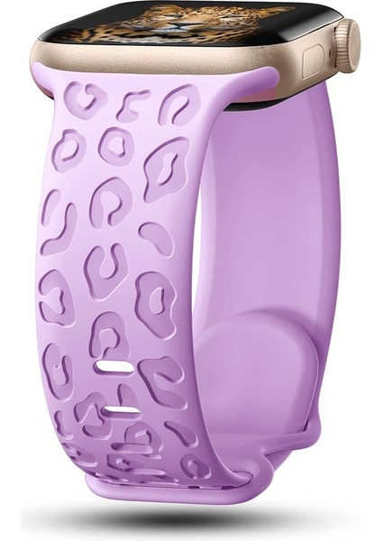 Apple Watch 44/45/46/49mm Kordon Leopar Desen Yumuşak Silikon Kordon 2/3/4/5/6/se/7/8/9/10/11/ultra