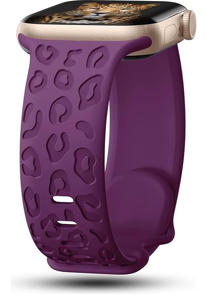 Apple Watch 44/45/46/49mm Kordon Leopar Desen Yumuşak Silikon Kordon 2/3/4/5/6/se/7/8/9/10/11/ultra