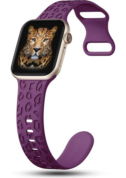 Apple Watch 44/45/46/49mm Kordon Leopar Desen Yumuşak Silikon Kordon 2/3/4/5/6/se/7/8/9/10/11/ultra modelleri