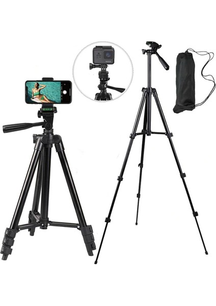 Go Pro Nikon Canon Uyumlu Telefon Kamera Tutucu Tripod Video Sabitleyici Siyah Tripot