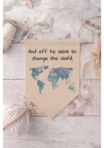 Çocuk Odası Dekor, Duvar Süsü, Ahşap Bebek Odası Dekor, Canvas Flama, Suluboya Dünya Haritası modelleri