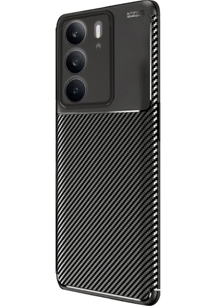 Realme C75 Uyumlu Kılıf Negro Karbon Görünümlü Silikon Siyah
