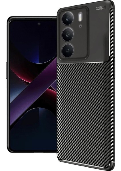 Realme C75 Uyumlu Kılıf Negro Karbon Görünümlü Silikon Siyah