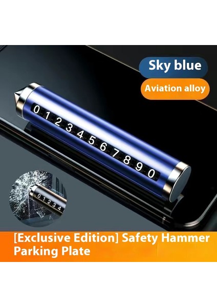 Araba Pencere Kırıcı Numara Plakası Taşıma Araba Telefon Plakası Kolye Araba Cep Telefonu Bırakma Numarası Araba Geçici Park Güvenliği Çekiç (Yurt Dışından)
