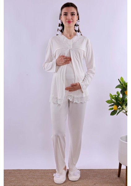 Ekru Hamile Lohusa Pijama Takımı BYL240322