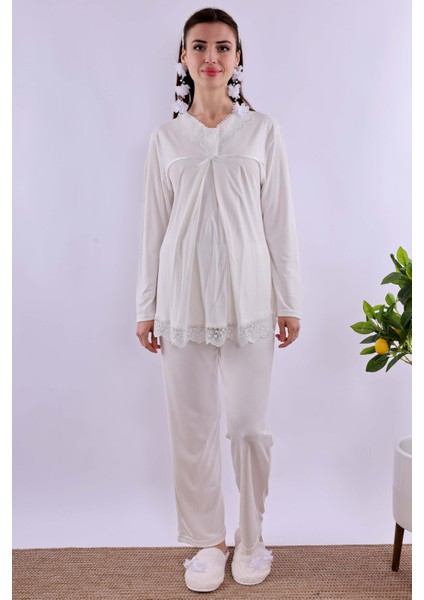 Ekru Hamile Lohusa Pijama Takımı BYL240322